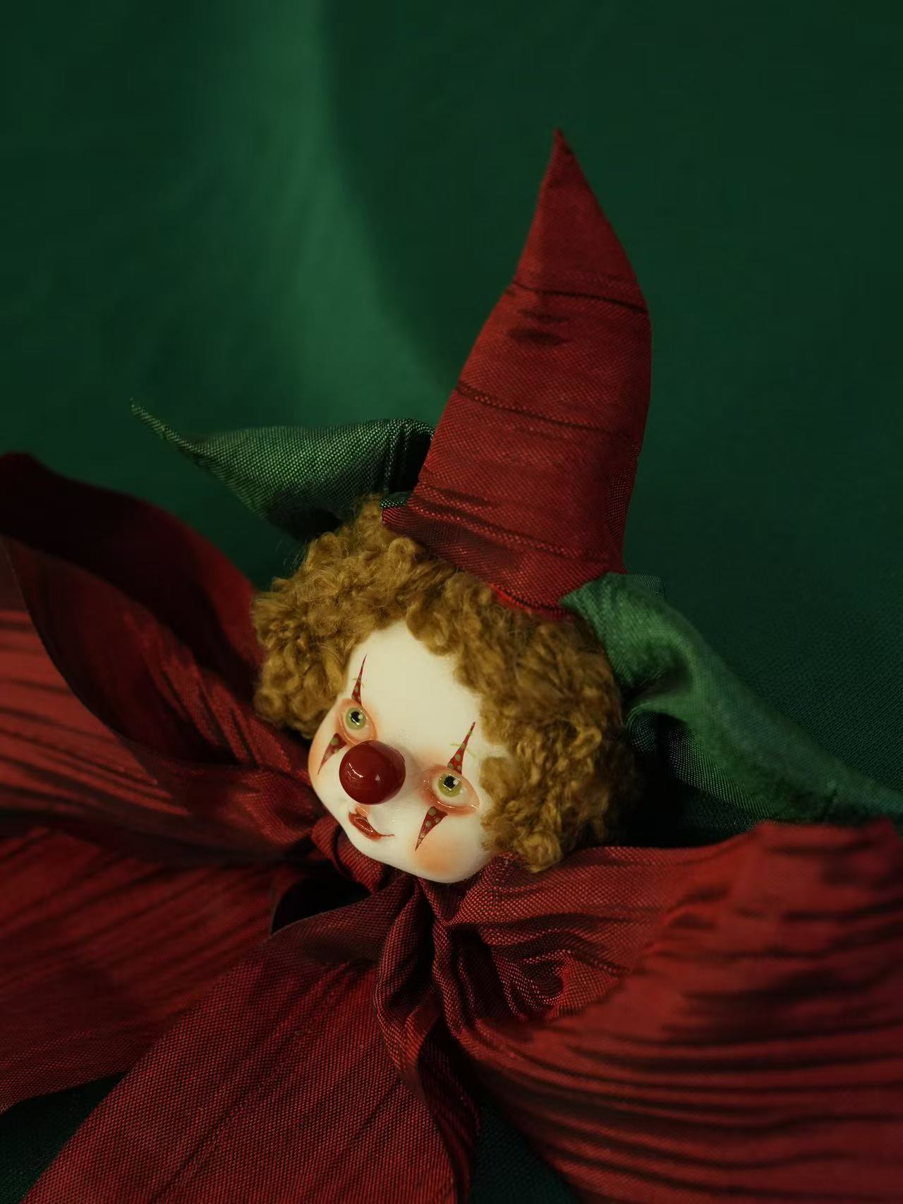 Retro Red Clown & Witch Brooch