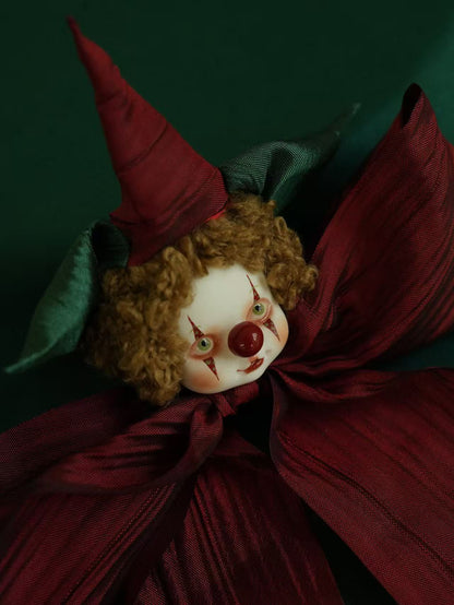 Retro Red Clown & Witch Brooch