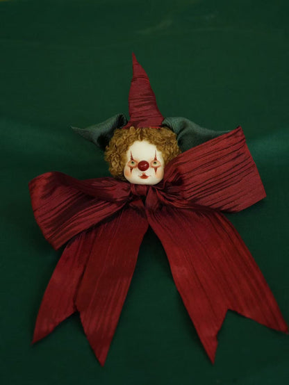Retro Red Clown & Witch Brooch