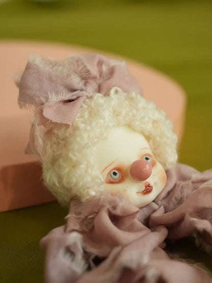 Dusty Pink Fringe Clown Brooch