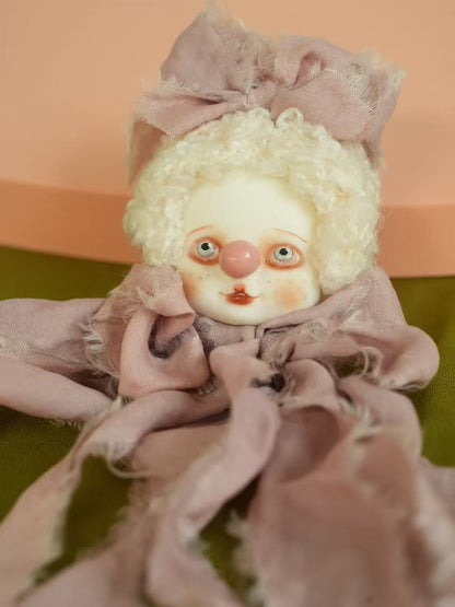 Dusty Pink Fringe Clown Brooch