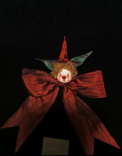 Retro Red Clown & Witch Brooch